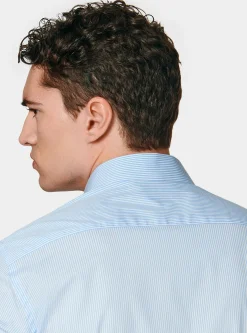 Camicia rigata in popeline stretch
