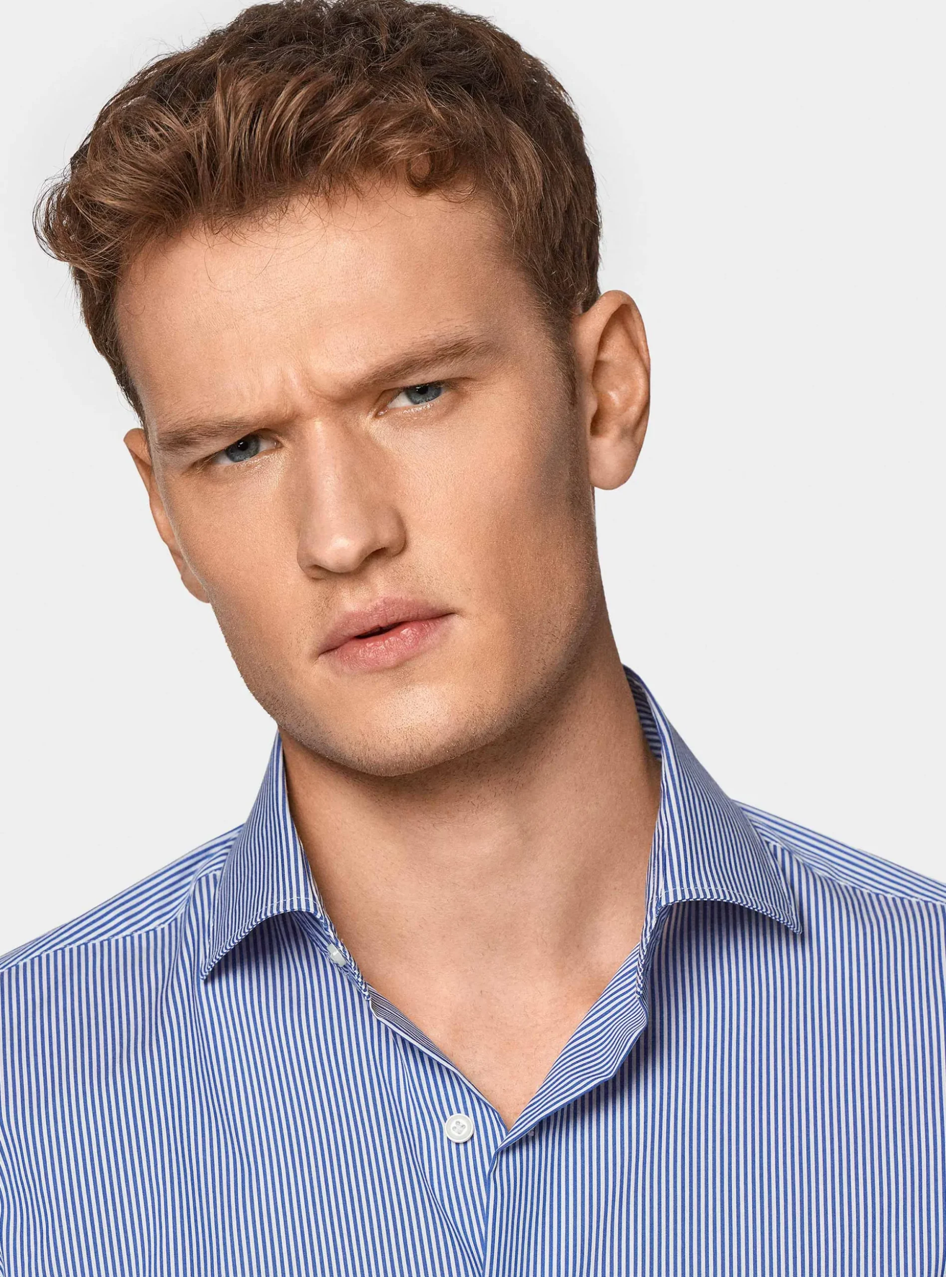 Camicia rigata in popeline stretch