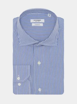 Camicia rigata in popeline stretch
