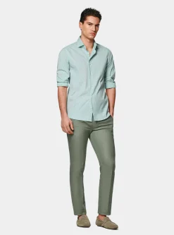 Camicia rigata in popeline stretch