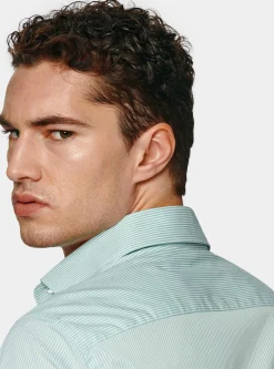 Camicia rigata in popeline stretch
