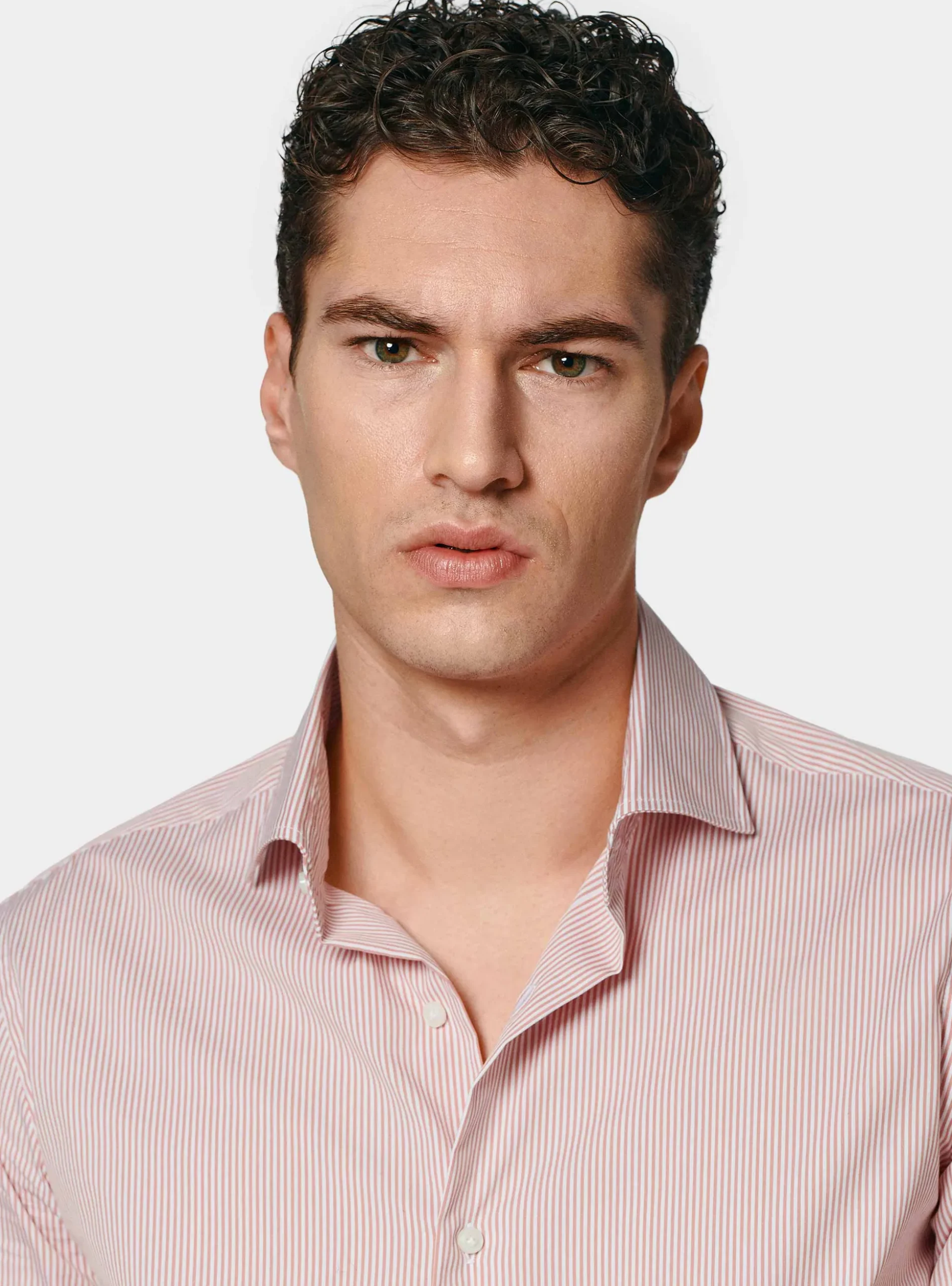 Camicia rigata in popeline stretch