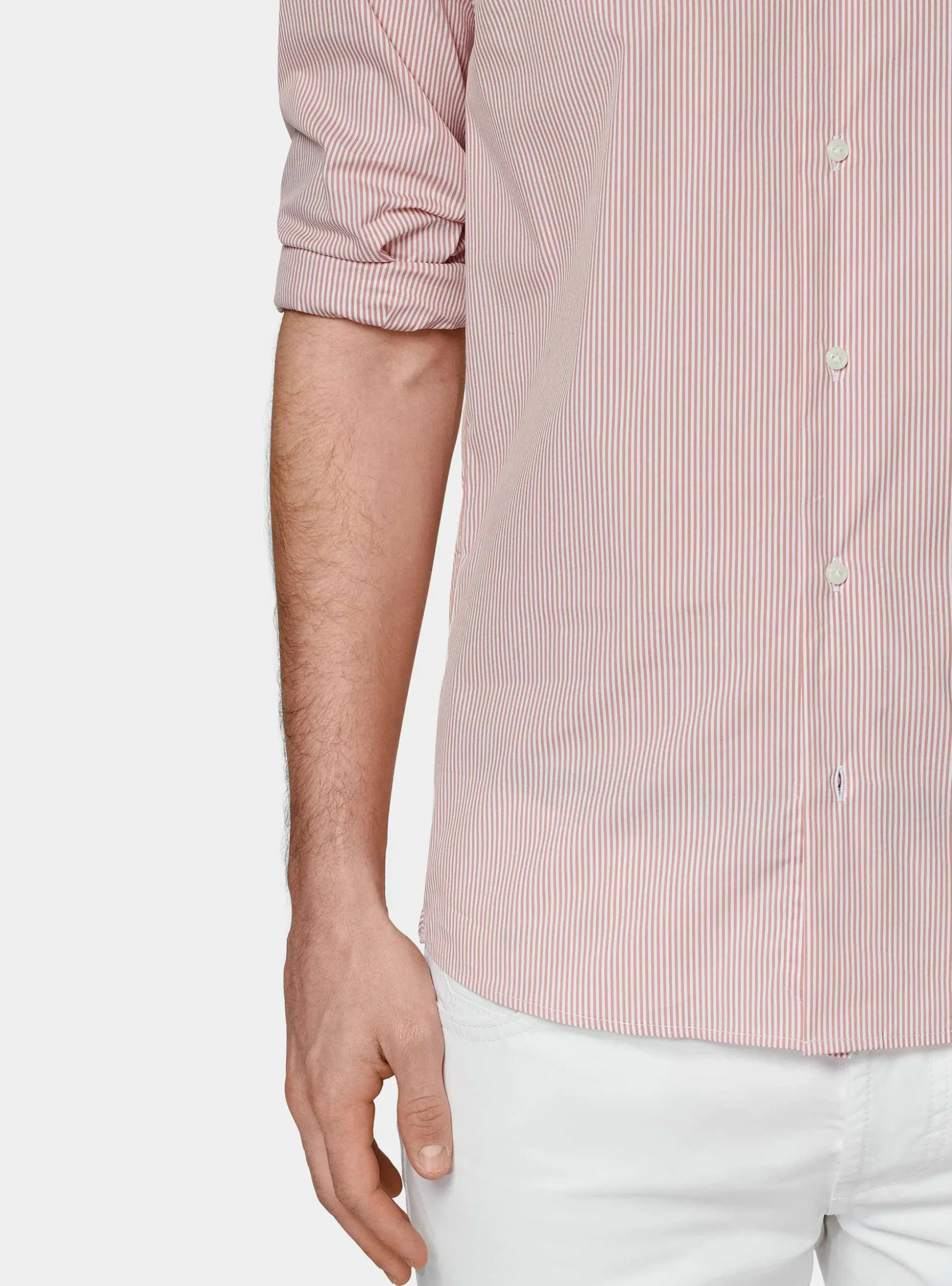 Camicia rigata in popeline stretch