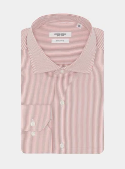 Camicia rigata in popeline stretch