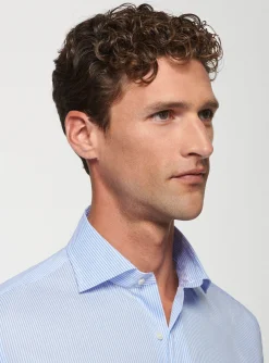 Camicia rigata in popeline stretch