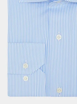 Camicia rigata in popeline stretch