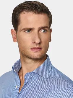 Camicia rigata in popeline stretch