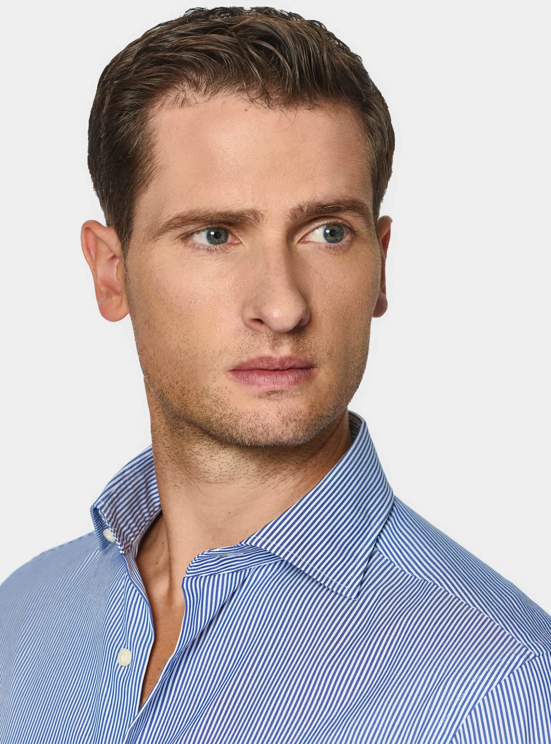 Camicia rigata in popeline stretch