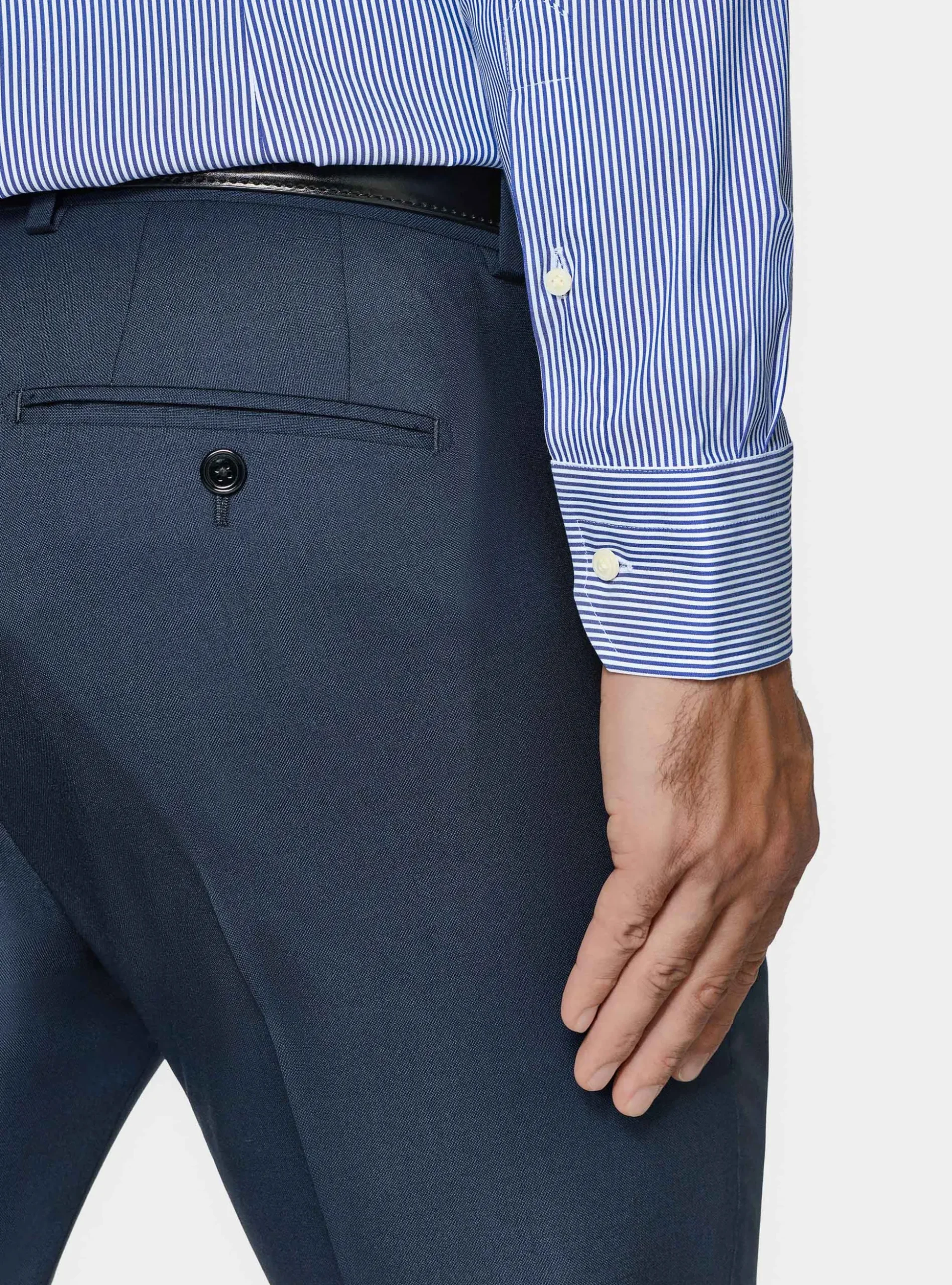 Camicia rigata in popeline stretch