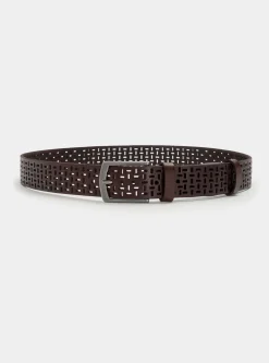 Cintura marrone in pelle traforata