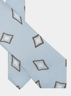 Cravatta in seta e lino fantasia geometrica