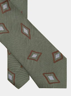 Cravatta in seta e lino fantasia geometrica