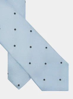 Cravatta micro pois in seta e lino