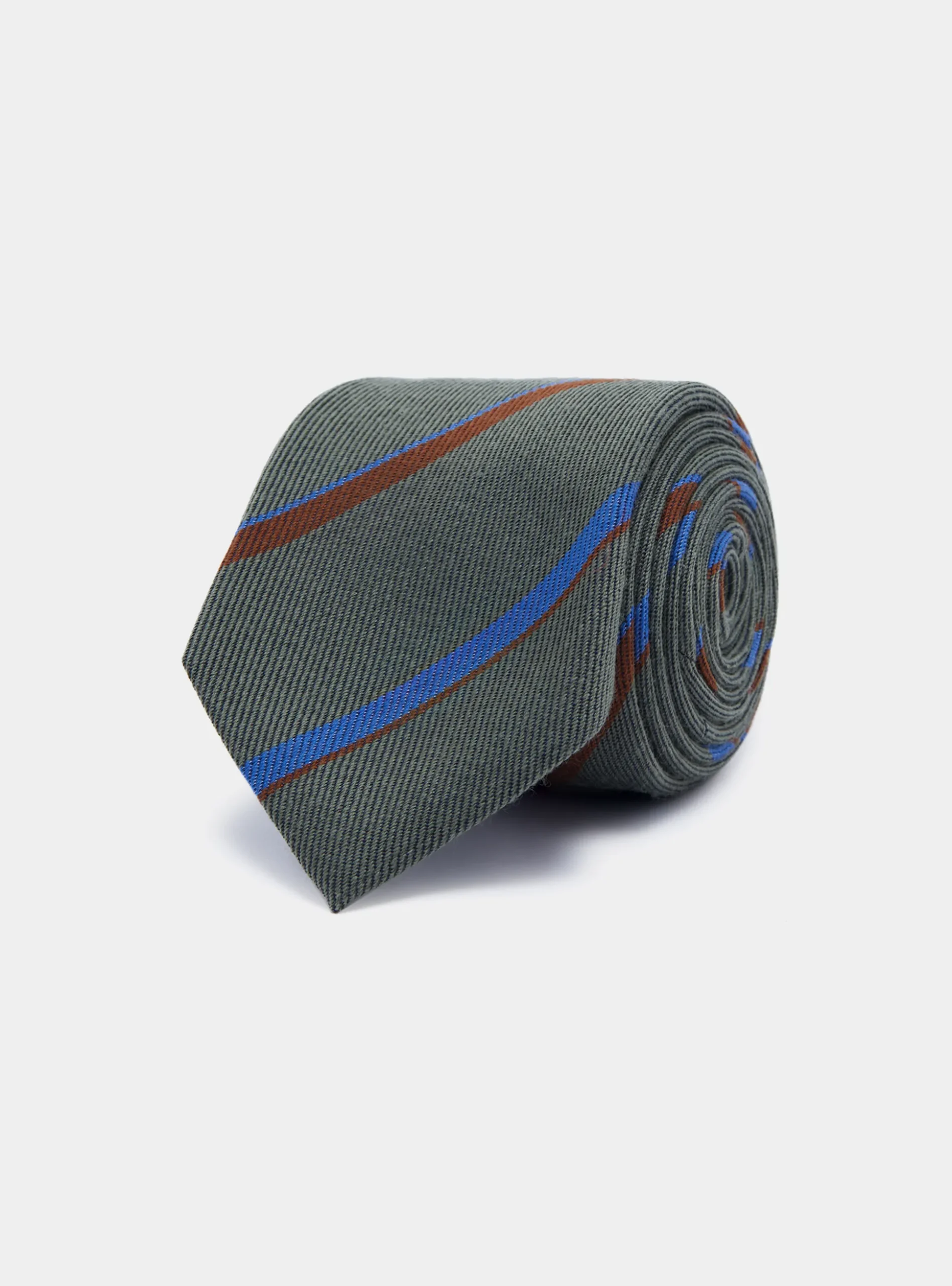 Cravatta rigata in twill di lana e seta