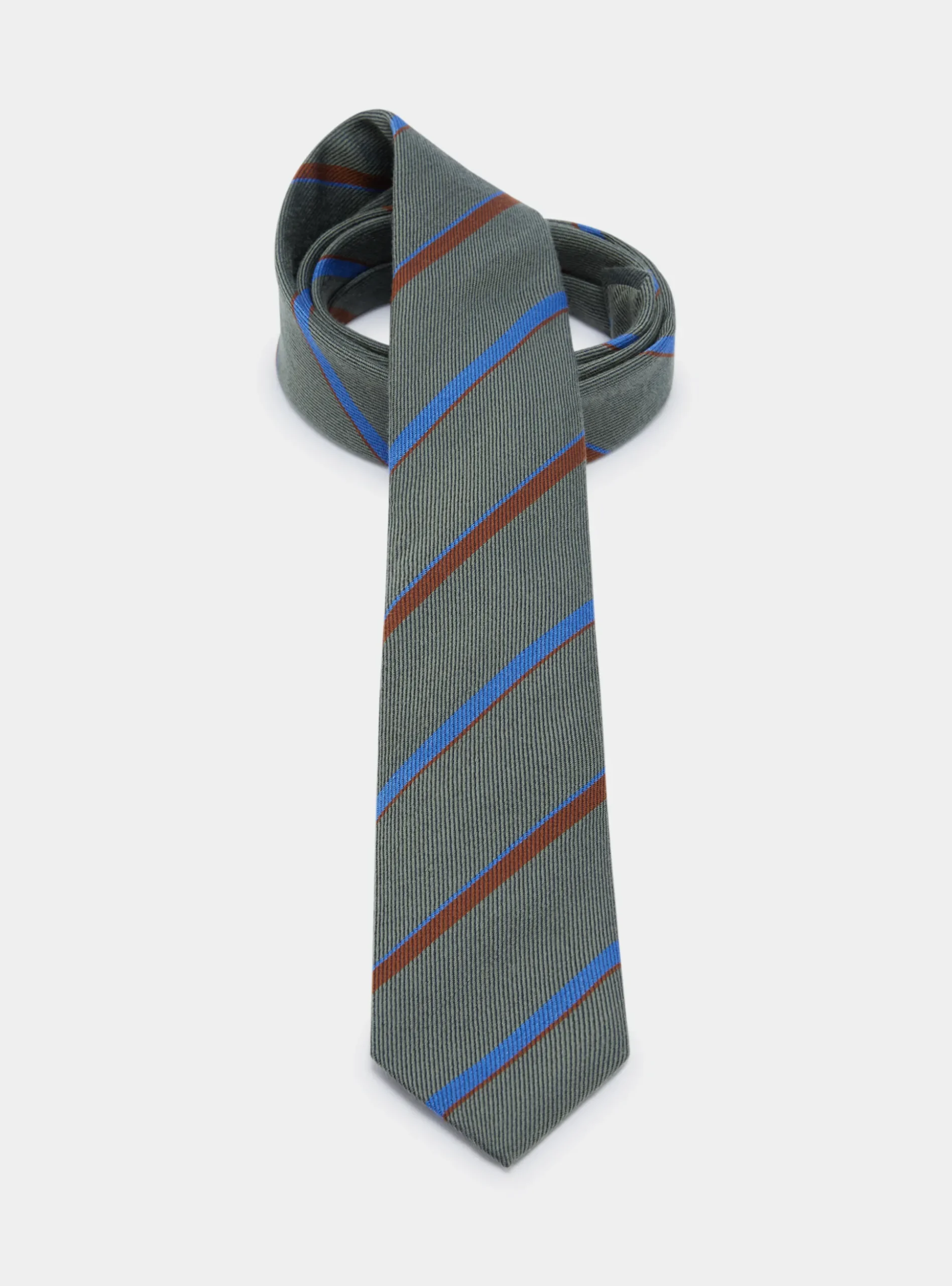 Cravatta rigata in twill di lana e seta