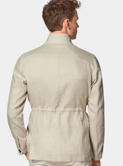 Field jacket in puro lino