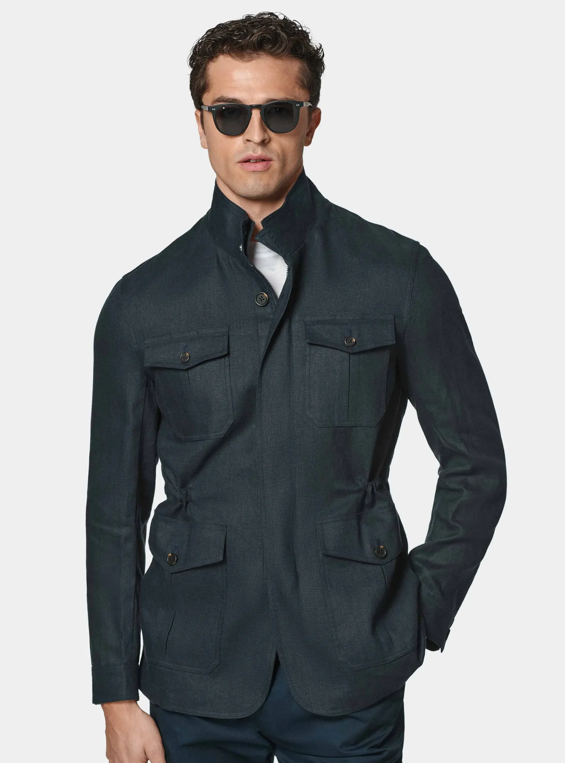 Field jacket in puro lino