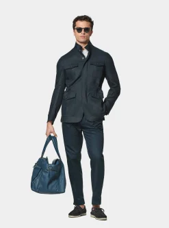 Field jacket in puro lino