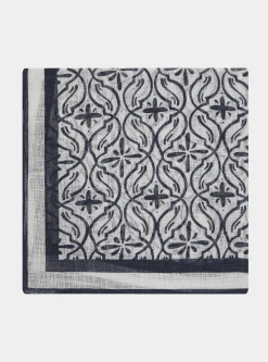 Foulard maioliche in lino stampato