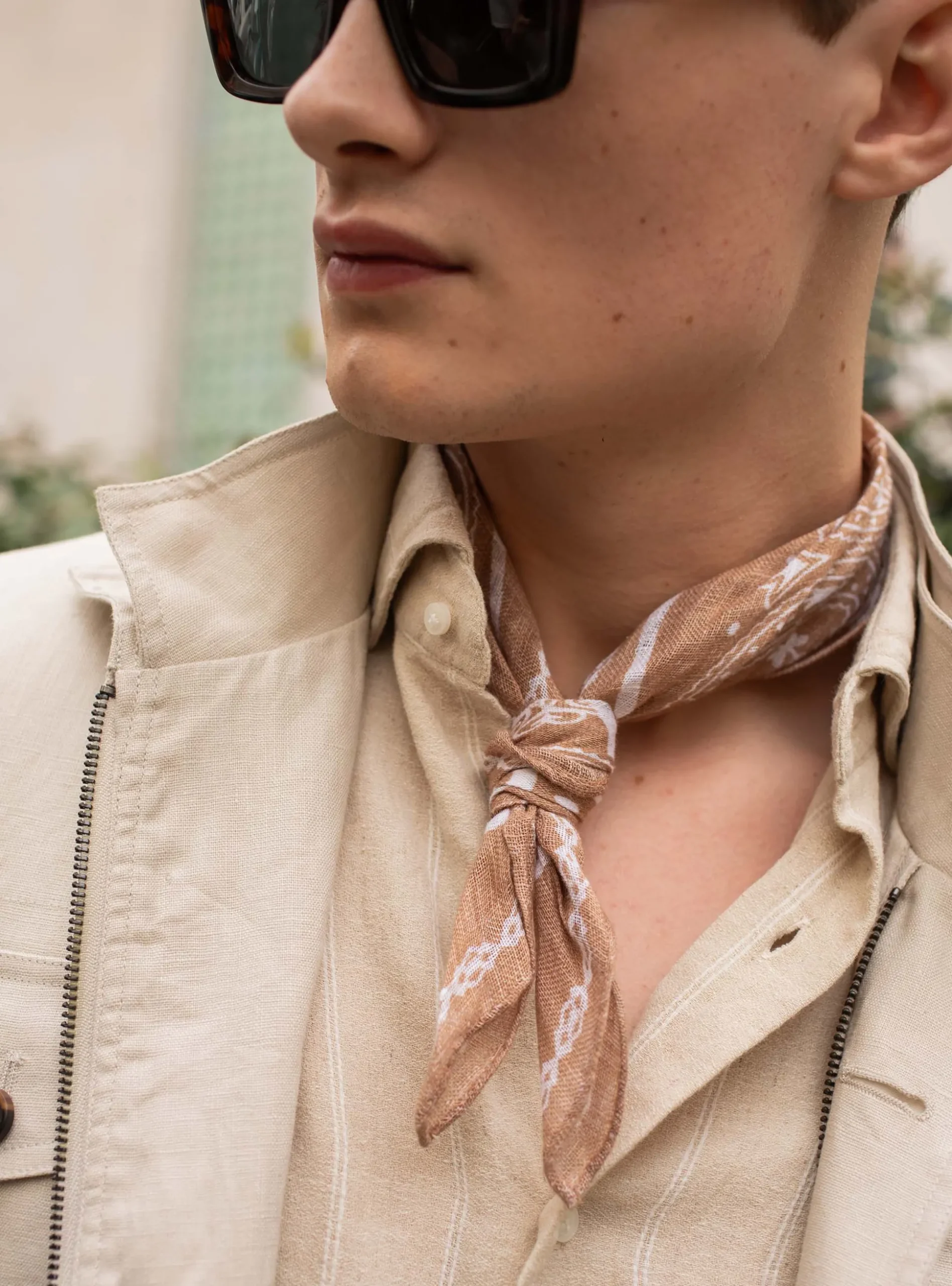 Foulard paisley in lino stampato