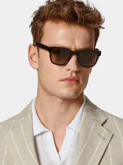 Giacca abito rigato in puro lino crepe