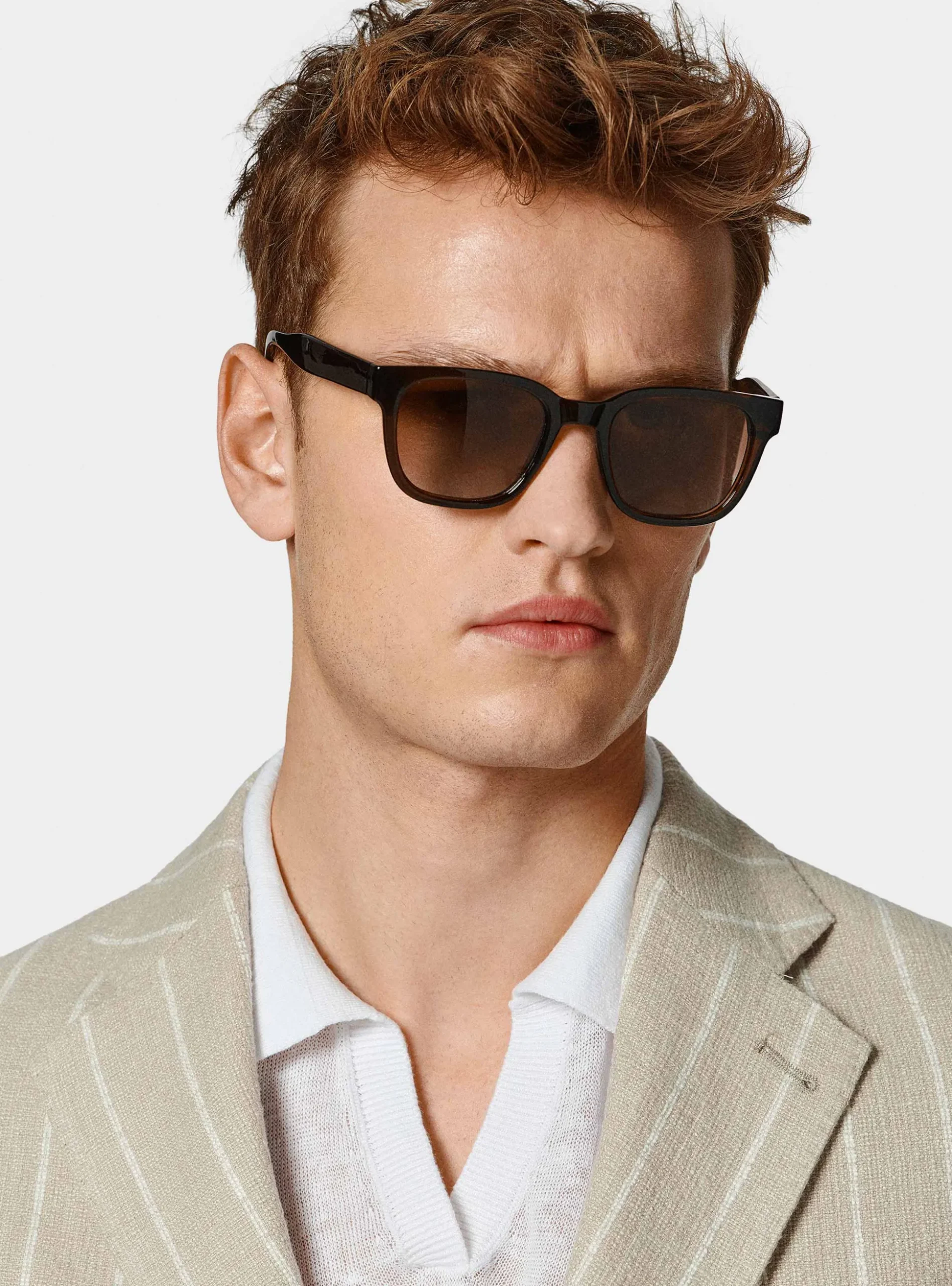 Giacca abito rigato in puro lino crepe