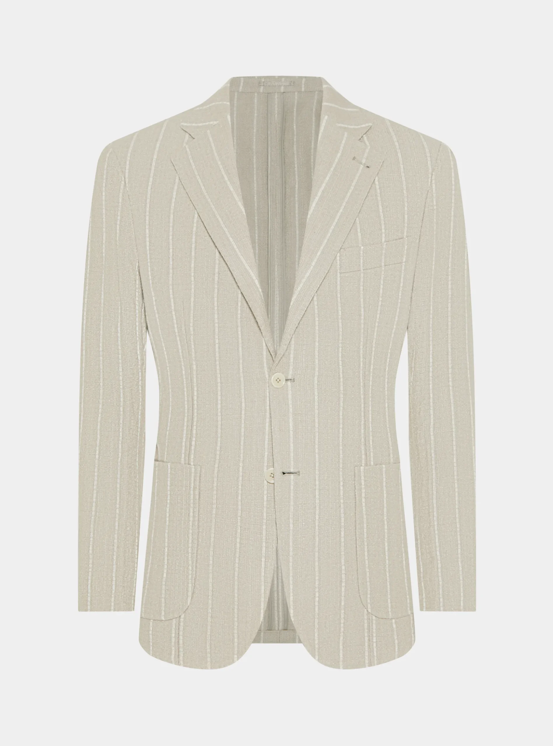 Giacca abito rigato in puro lino crepe