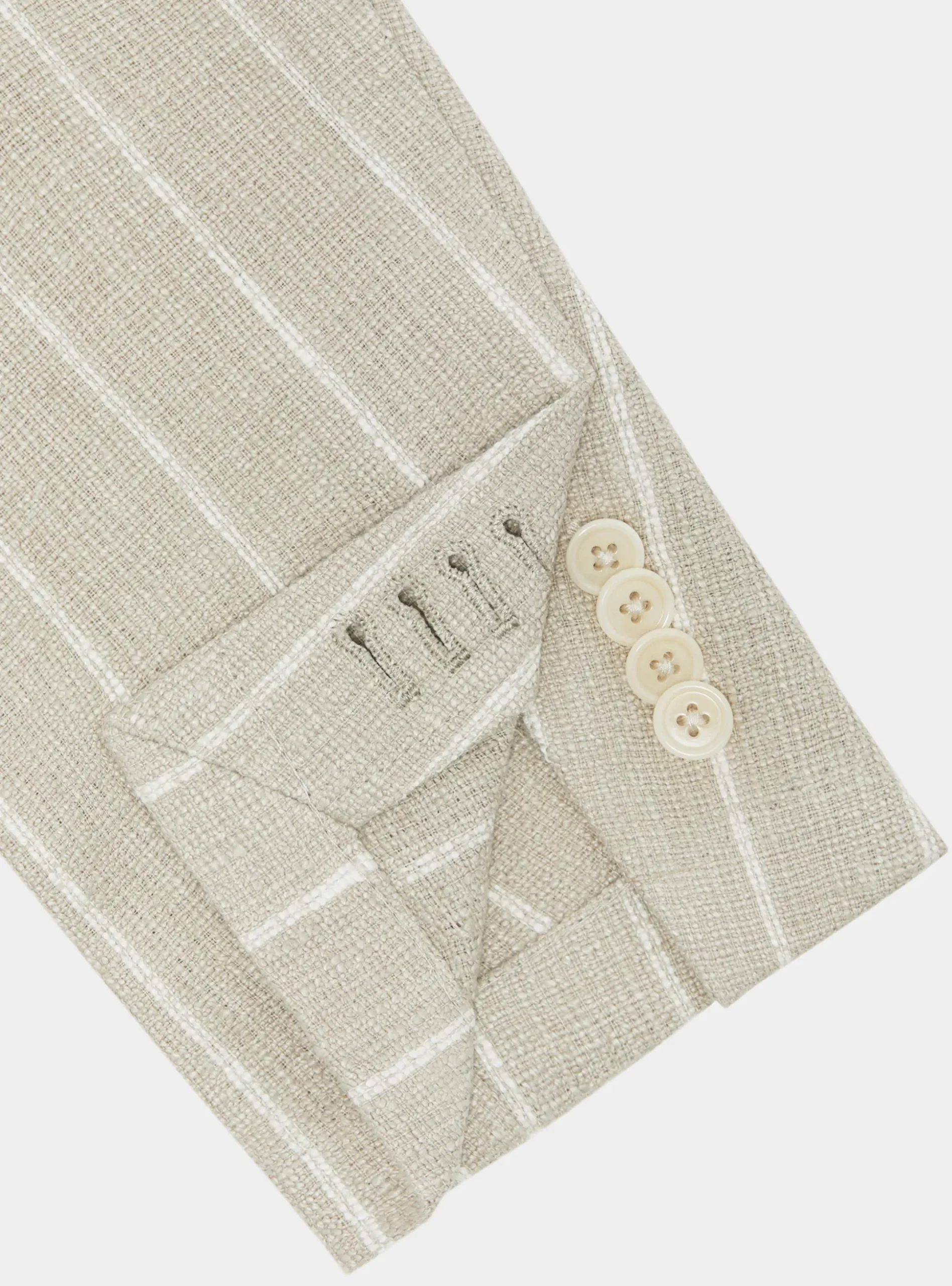 Giacca abito rigato in puro lino crepe