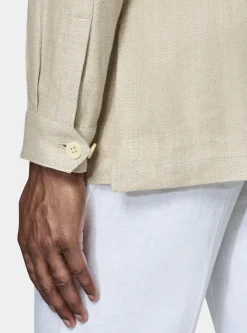 Giacca camicia in twill di lino