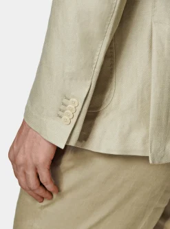 Giacca hopsack in cotone e lino