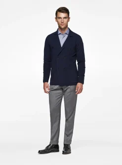 Giacca in maglia doppiopetto in lana merino