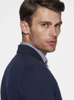 Giacca in maglia doppiopetto in lana merino