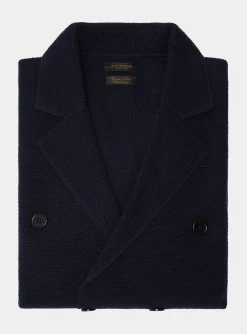 Giacca in maglia doppiopetto in lana merino