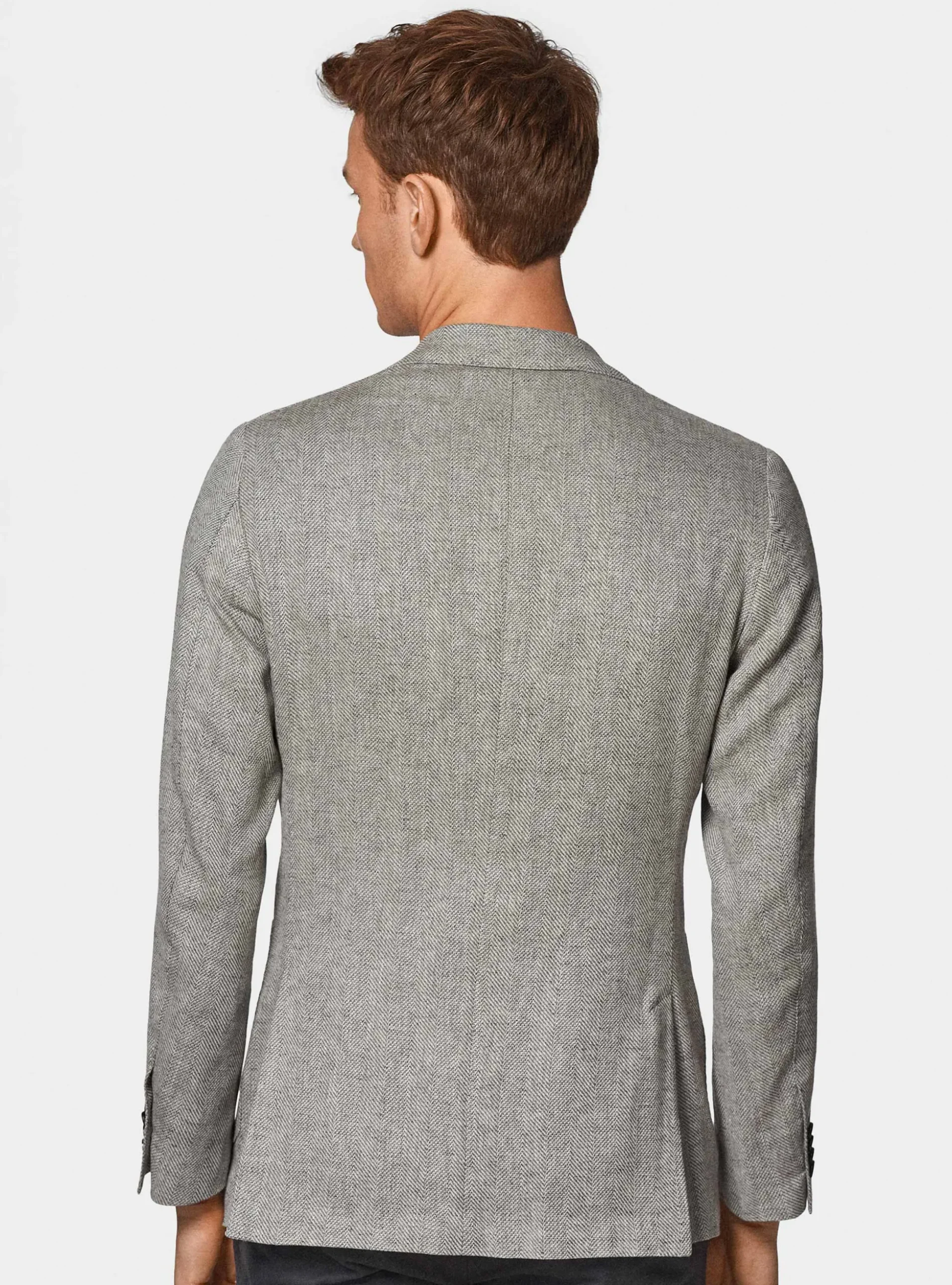 Giacca spigata in lino e cotone