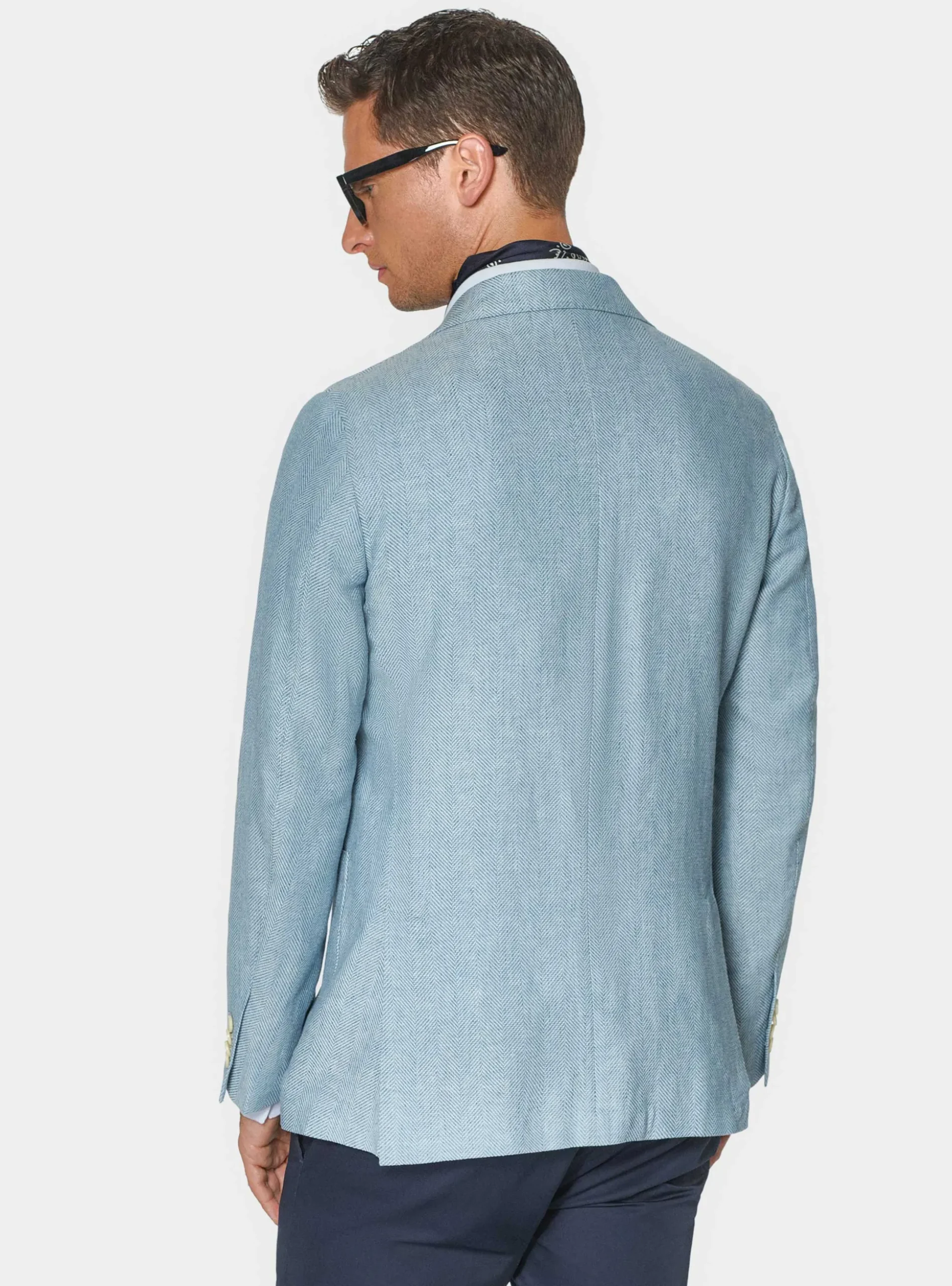 Giacca spigata in lino e cotone