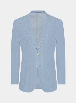 Giacca spigata in lino e cotone