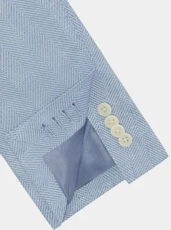 Giacca spigata in lino e cotone