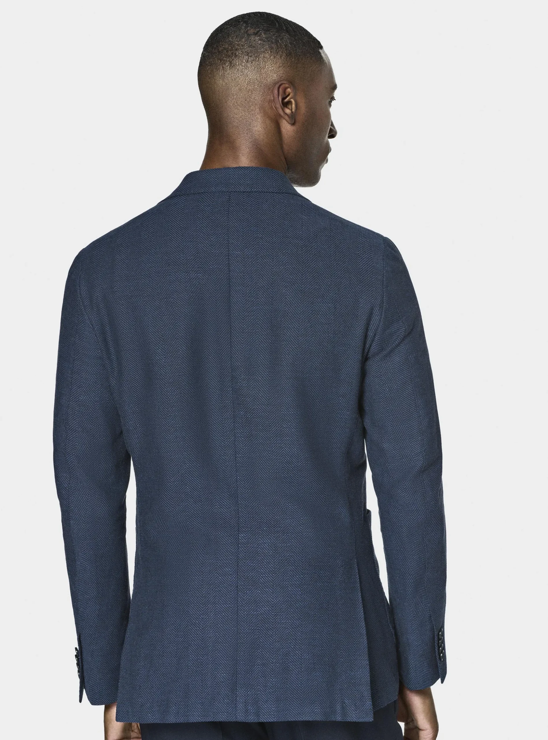 Giacca spigata in lino e cotone
