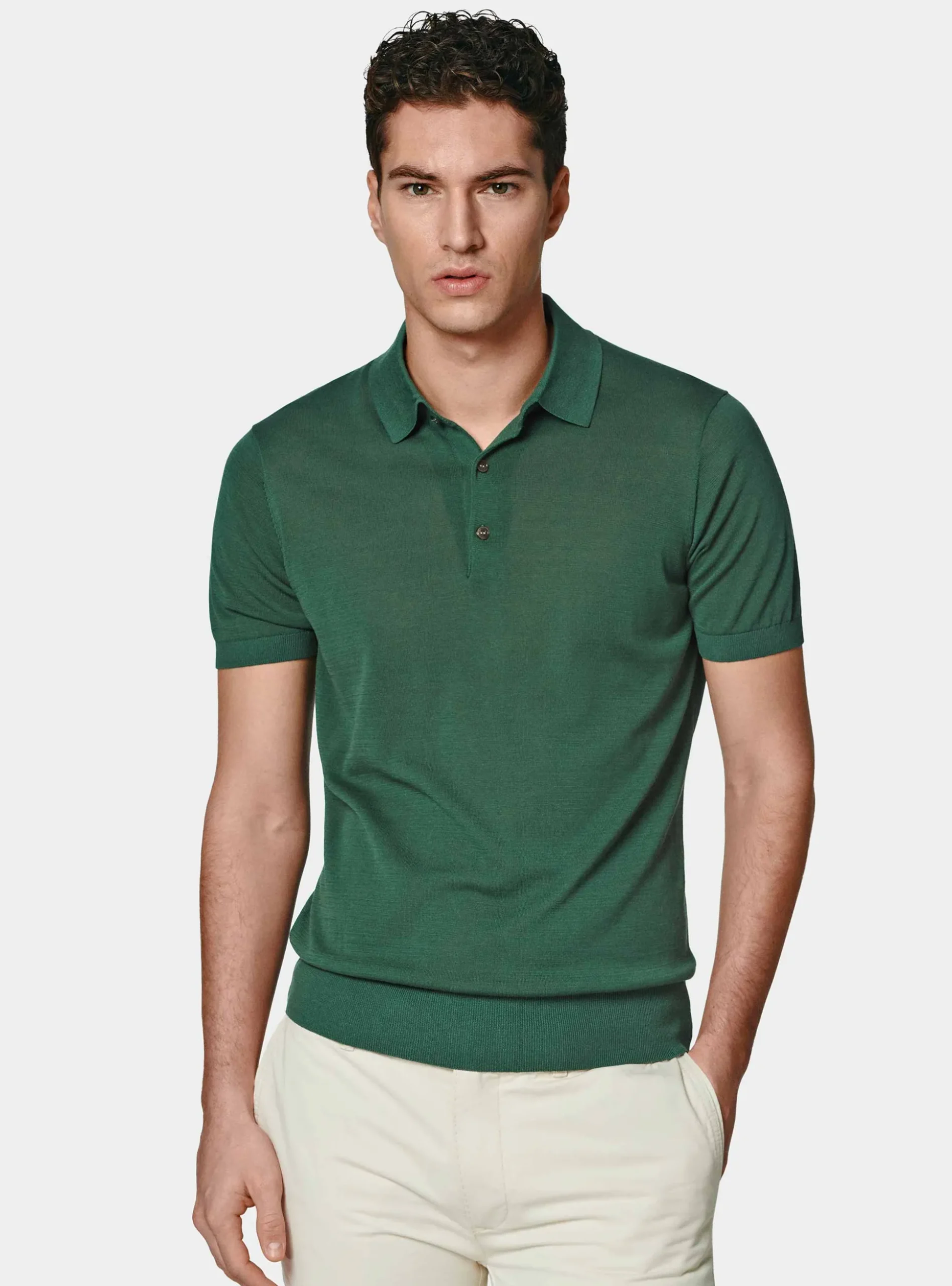 Maglia a polo in cotone e seta