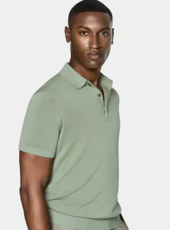 Maglia a polo in cotone e seta