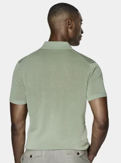 Maglia a polo in cotone e seta