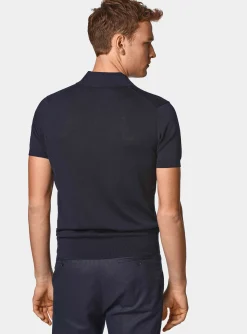Maglia a polo in cotone e seta