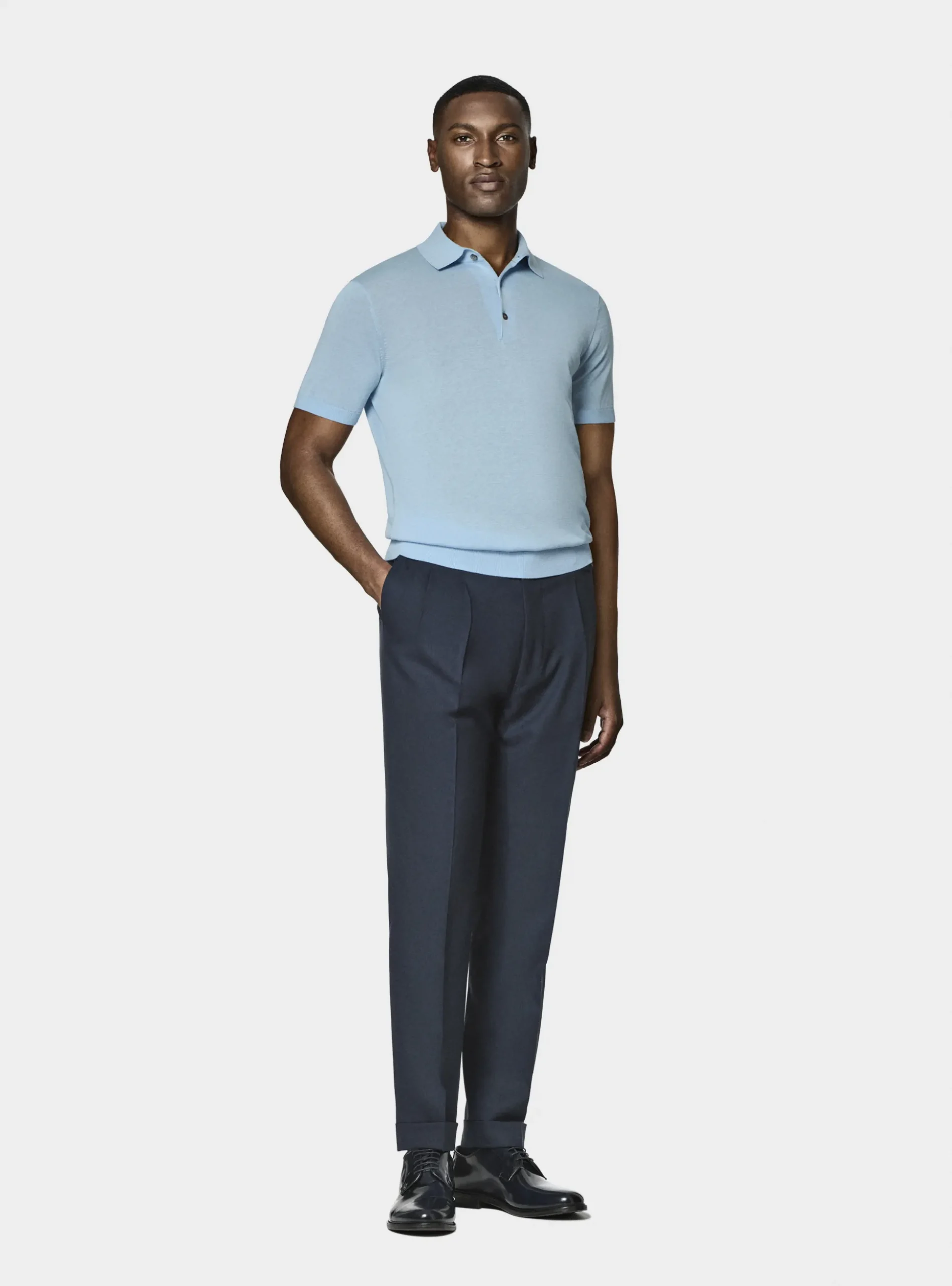 Maglia a polo in cotone e seta