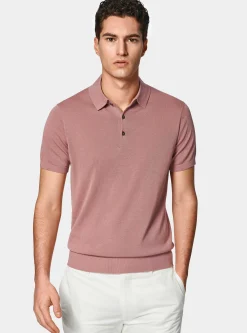 Maglia a polo in cotone e seta