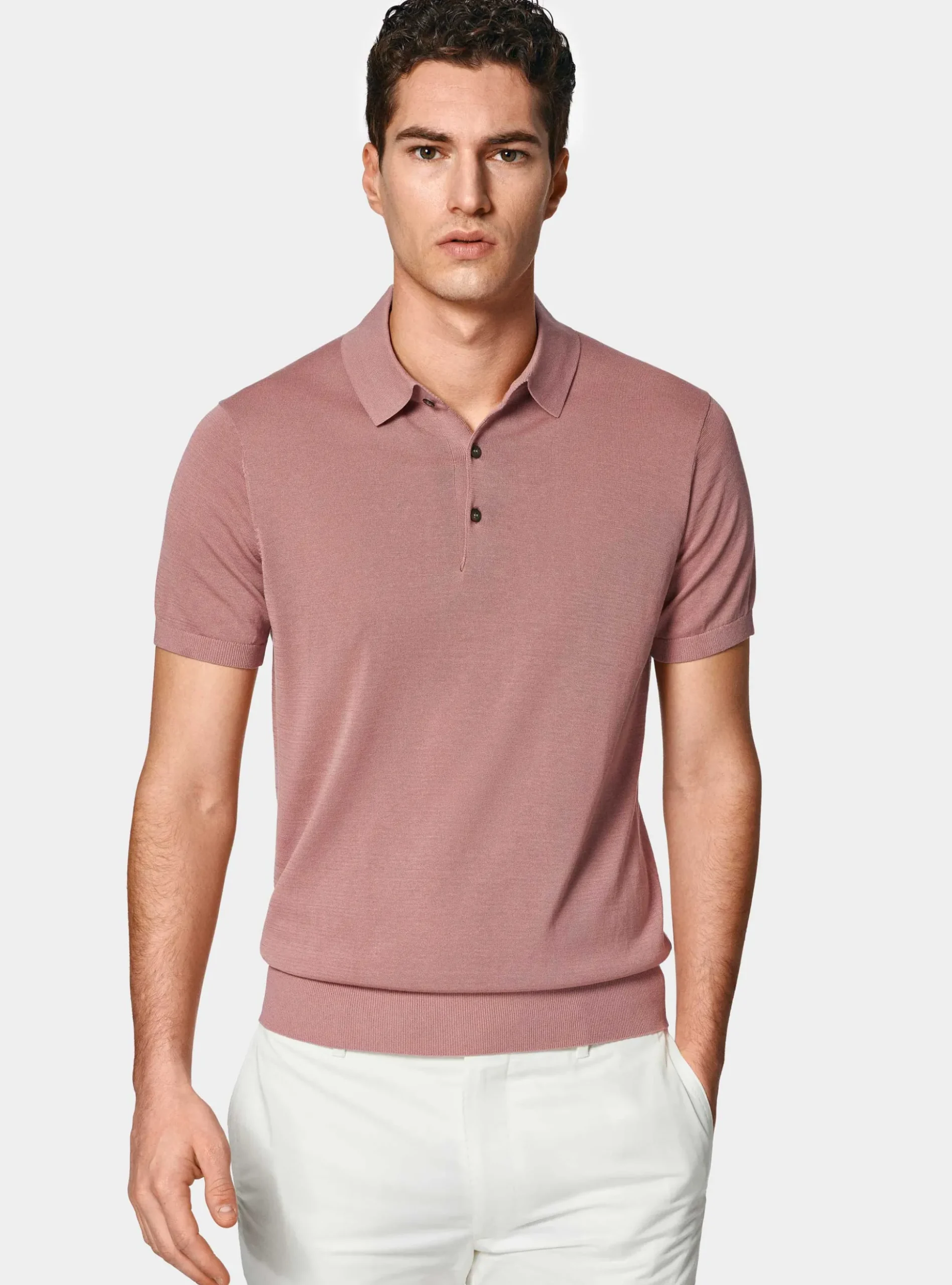 Maglia a polo in cotone e seta