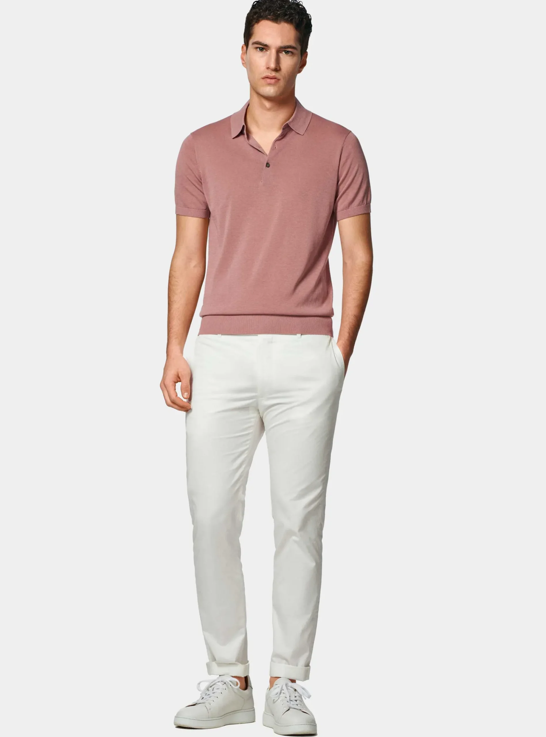 Maglia a polo in cotone e seta