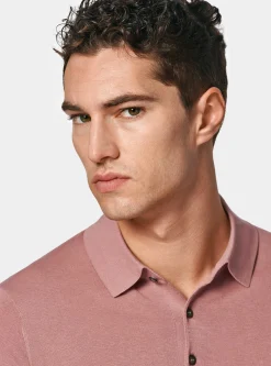 Maglia a polo in cotone e seta