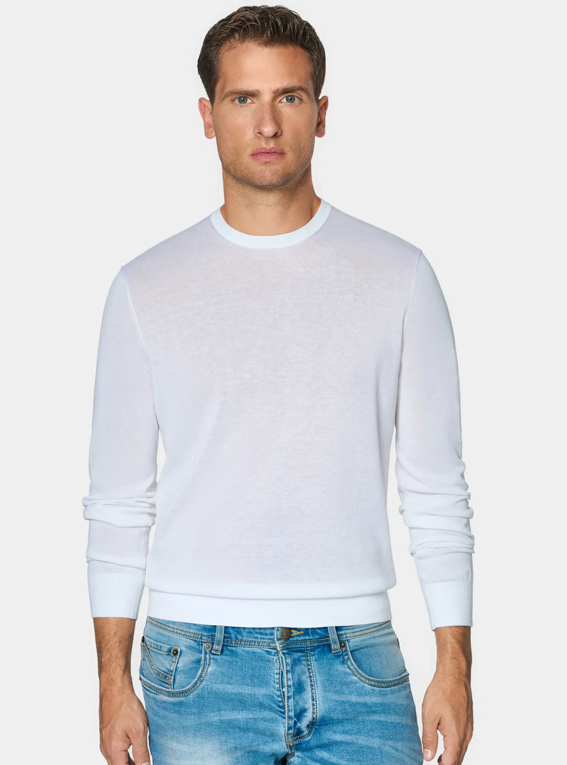 Maglia girocollo in cotone e seta