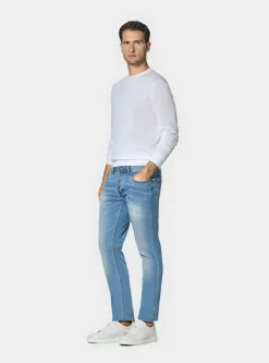 Maglia girocollo in cotone e seta