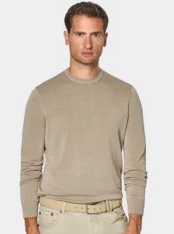 Maglia girocollo in cotone e seta